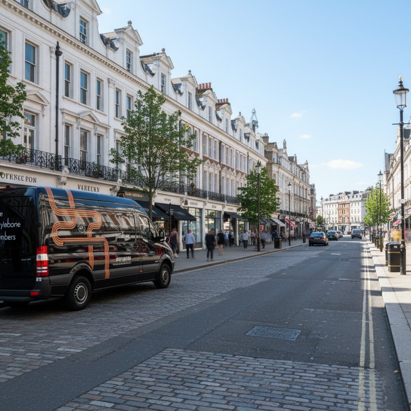 The Marylebone Plumbers van responding to a callout in Central London